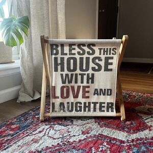 Foldable Wood & Canvas Bin/Hamper